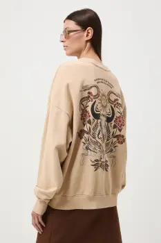 Medicine hanorac de bumbac culoarea bej, cu imprimeu imagine