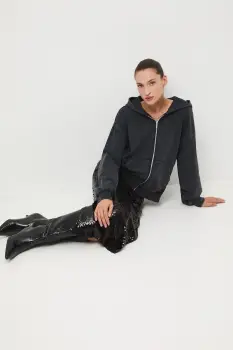 Medicine hanorac de bumbac culoarea gri, cu gluga, neted imagine