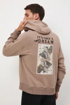 Medicine hanorac de bumbac culoarea maro, cu gluga, modelator imagine