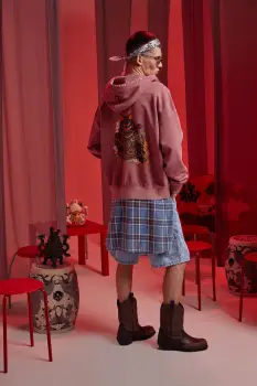 Medicine hanorac de bumbac culoarea roz, cu gluga, cu imprimeu imagine