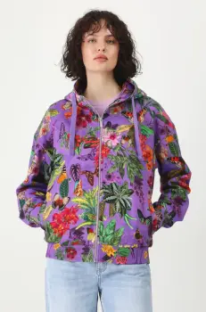 Medicine hanorac de bumbac femei, culoarea violet, cu gluga, modelator imagine