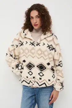 Medicine hanorac fleece culoarea bej, cu gluga, modelator imagine