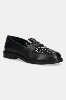 Medicine mocasini culoarea negru, cu toc plat imagine