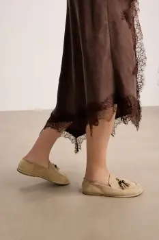 Medicine mocasini de dama din piele intoarsa imagine