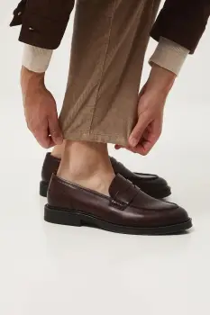 Medicine mocasini de piele culoarea maro imagine