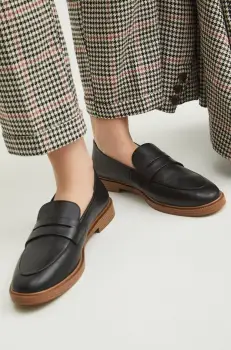 Medicine mocasini de piele femei, culoarea negru, cu platforma imagine