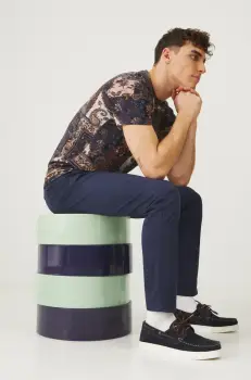 Medicine mocasini din piele intoarsa barbati, culoarea albastru marin imagine