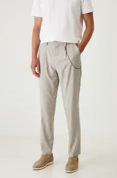 Medicine pantaloni barbati, culoarea bej, cu fason chinos imagine