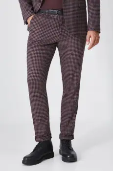 Medicine pantaloni barbati, culoarea bordo, cu fason chinos imagine