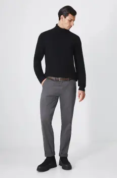 Medicine pantaloni barbati, culoarea gri, cu fason chinos imagine