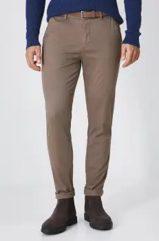 Medicine pantaloni barbati, culoarea maro, cu fason chinos imagine