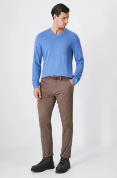 Medicine pantaloni barbati, culoarea maro, cu fason chinos imagine