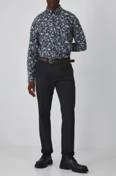 Medicine pantaloni barbati, culoarea negru, cu fason chinos imagine