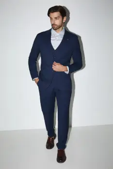 Medicine pantaloni culoarea albastru marin, cu fason chinos imagine