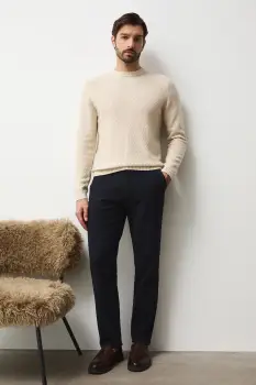 Medicine pantaloni culoarea albastru marin, cu fason chinos imagine