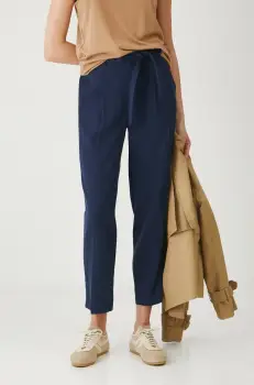 Medicine pantaloni culoarea albastru marin, fason chinos, medium waist imagine