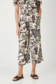 Medicine pantaloni culoarea bej, lat, high waist imagine