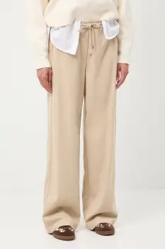 Medicine pantaloni culoarea bej, lat, medium waist imagine