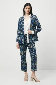 Medicine pantaloni culoarea bleumarin, fason chinos, medium waist imagine