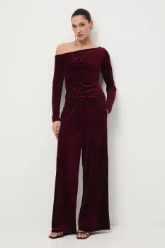 Medicine pantaloni culoarea bordo, lat, medium waist imagine