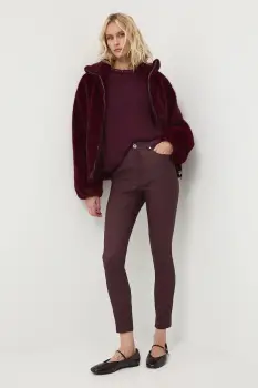 Medicine pantaloni culoarea bordo, mulata, medium waist imagine