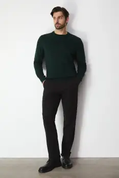 Medicine pantaloni culoarea maro, cu fason chinos imagine