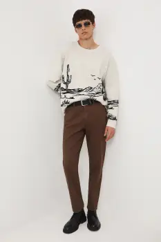 Medicine pantaloni culoarea maro, cu fason chinos imagine