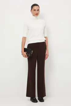 Medicine pantaloni culoarea maro, evazati, medium waist imagine