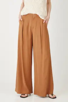 Medicine pantaloni culoarea maro, lat, medium waist imagine