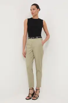 Medicine pantaloni culoarea negru, fason chinos, medium waist imagine