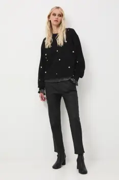 Medicine pantaloni culoarea negru, fason chinos, medium waist imagine