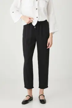 Medicine pantaloni culoarea negru, fason chinos, medium waist imagine