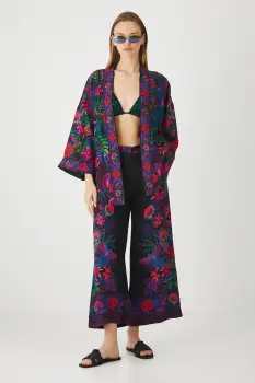 Medicine pantaloni culoarea negru, fason culottes, medium waist imagine