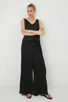 Medicine pantaloni culoarea negru, lat, medium waist imagine