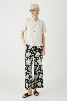 Medicine pantaloni culoarea negru, lat, medium waist imagine