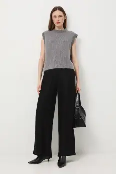 Medicine pantaloni culoarea negru, lat, medium waist imagine