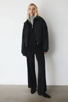 Medicine pantaloni culoarea negru, lat, medium waist imagine