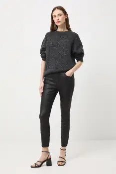 Medicine pantaloni culoarea negru, mulata, medium waist imagine