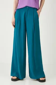 Medicine pantaloni culoarea turcoaz, lat, medium waist imagine