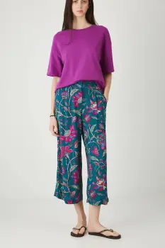 Medicine pantaloni culoarea verde, lat, high waist imagine