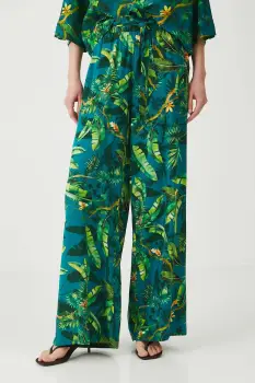 Medicine pantaloni culoarea verde, lat, medium waist imagine