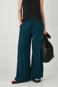 Medicine pantaloni culoarea verde, lat, medium waist imagine