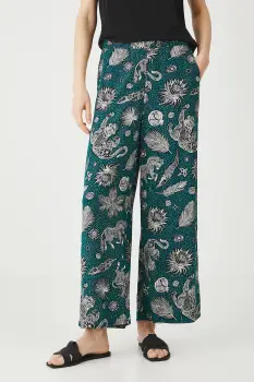 Medicine pantaloni culoarea verde, lat, medium waist imagine