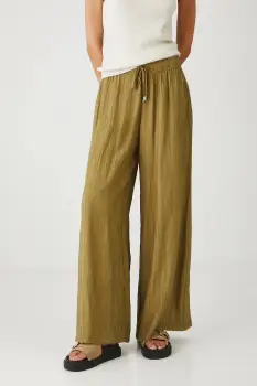 Medicine pantaloni culoarea verde, lat, medium waist imagine