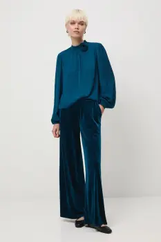 Medicine pantaloni culoarea verde, lat, medium waist imagine