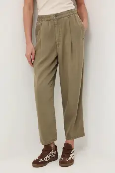 Medicine pantaloni culoarea verde, lat, medium waist imagine