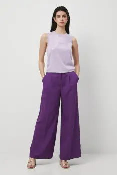 Medicine pantaloni culoarea violet, lat, high waist imagine