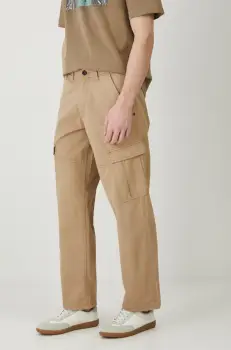 Medicine pantaloni de bumbac barbati, culoarea bej, drept imagine