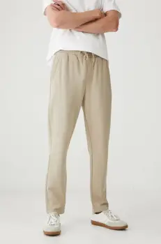 Medicine pantaloni de trening barbati, culoarea bej, neted imagine