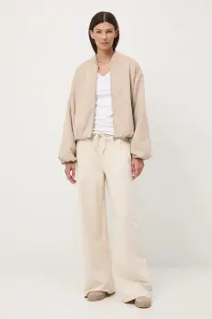 Medicine pantaloni de trening culoarea bej, lat, medium waist imagine